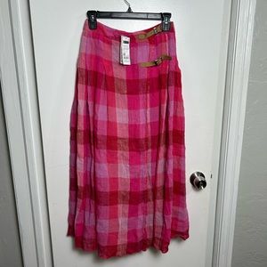 Stile Benetton Pink & Red Plaid Skirt NWT